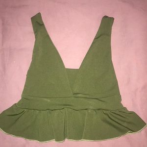Olive green v neck crop